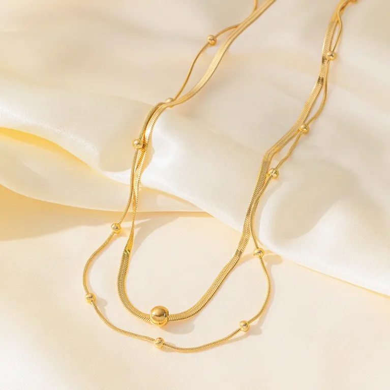Double layered beaded snake chain