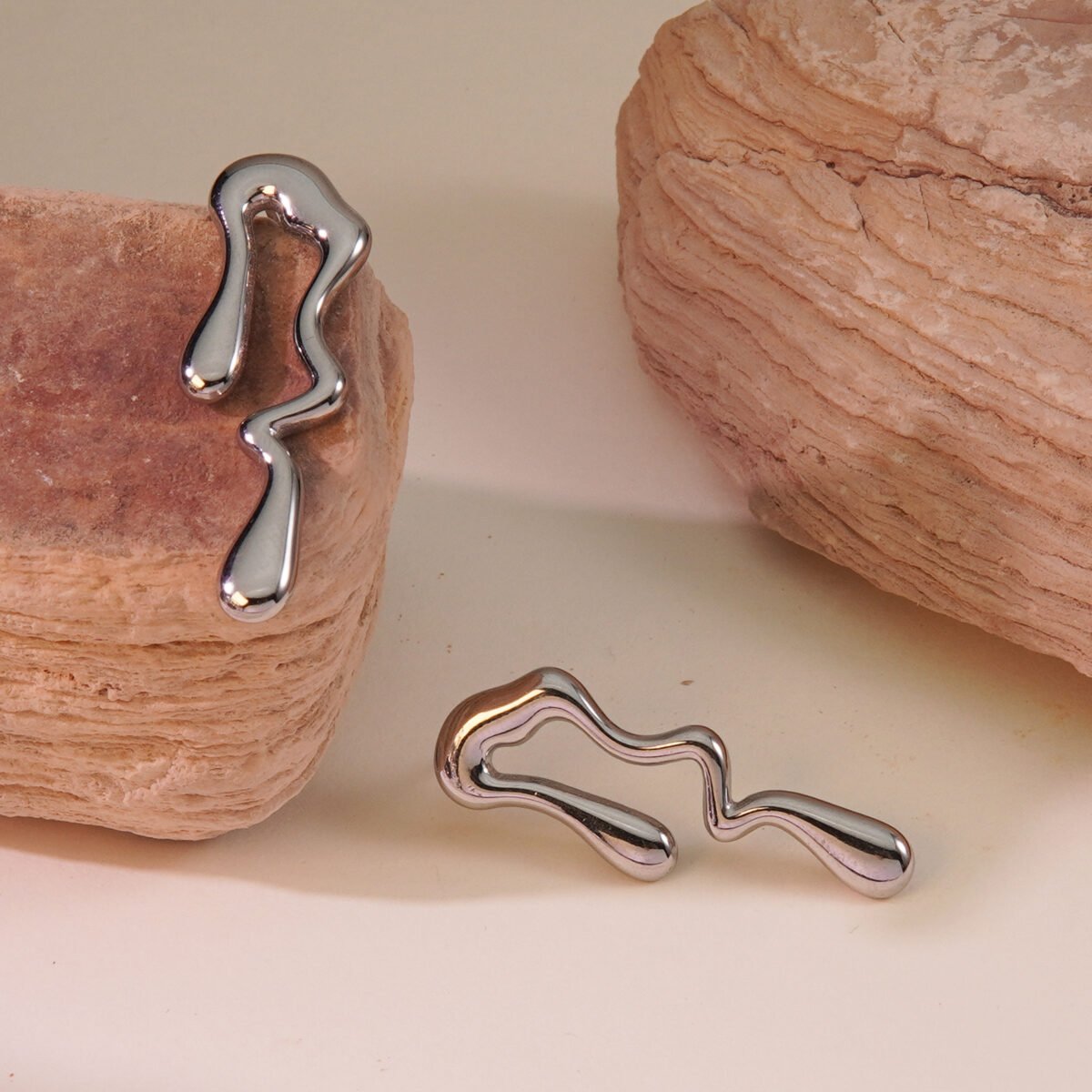 Silver drip earrings - Image 2